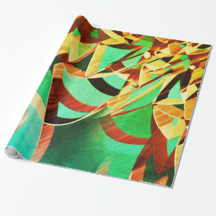 Papel De Presente Laranja castanho sobre fundo verde-rústico