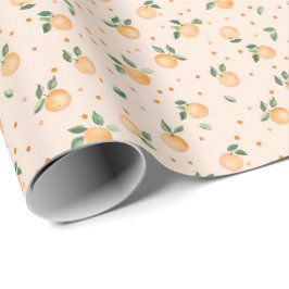 Papel De Presente Laranja Cítrica de Verão Fofo Padrão de Frutas