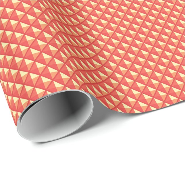 Papel De Presente Laranja coral, aparência de esmalte, grade craveja (Ponta do rolo)