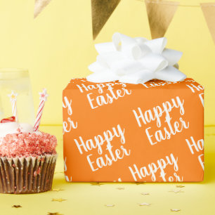 Papel De Presente Laranja de Felz pascoa personalizável