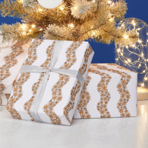 Papel De Presente Laranja de Flor Cinzento