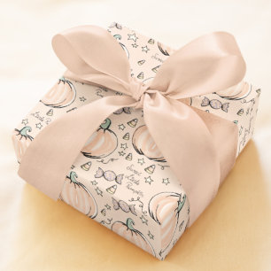 Papel De Presente Laranja e creme doce Pequeno Pumpkin Baby