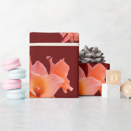 Papel De Presente Laranja Gladiolus Floral