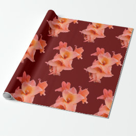 Papel De Presente Laranja Gladiolus Floral
