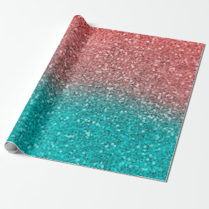 Papel De Presente Laranja Melão Coral Água-Marinha Verde Brilhante G