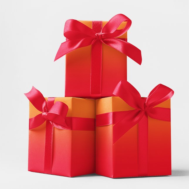 Papel De Presente Laranja Moderna e Ombre Vermelho (Orange and Red Ombre Wrapping Paper)