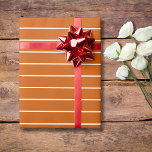 Papel De Presente Laranja Queimada e Espinha Branca Horizontal<br><div class="desc">Papel de enrolamento horizontal fino em laranja queimado e branco</div>