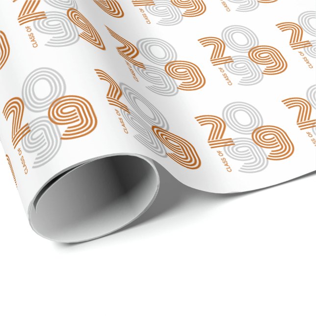 Papel De Presente Laranja Queimada Retrorando Grandes Números Classe (Ponta do rolo)