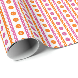 Papel De Presente Laranja Rosa Quente Listrado Préppy Sala de Costur
