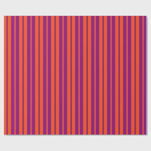 Papel De Presente Laranja Roxo Design de Padrão de Listras Elegantes