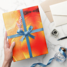 Papel De Presente Laranja Vermelho bege Amarelo Abstrato