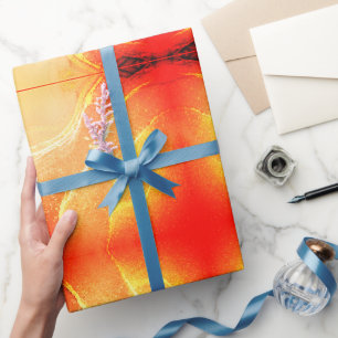 Papel De Presente Laranja Vermelho bege Amarelo Abstrato