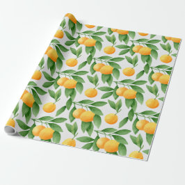 Papel De Presente Laranjas aquarelas ou tangerinas