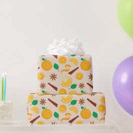 Papel De Presente Laranjas de Outono e Pentes de Canela Sem Olhos Ca