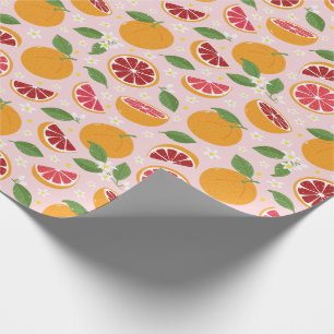Papel De Presente Laranjas e rosas claro de citrinos