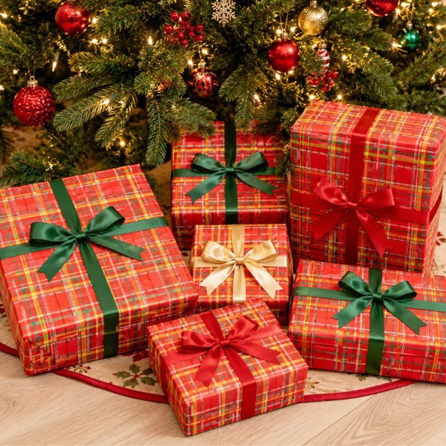 Papel De Presente Lareira Xmas Xadrez (Criador carregado)