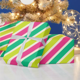 Papel De Presente Largas e Coloridas Estirpes Vermelhos do Natal Mod