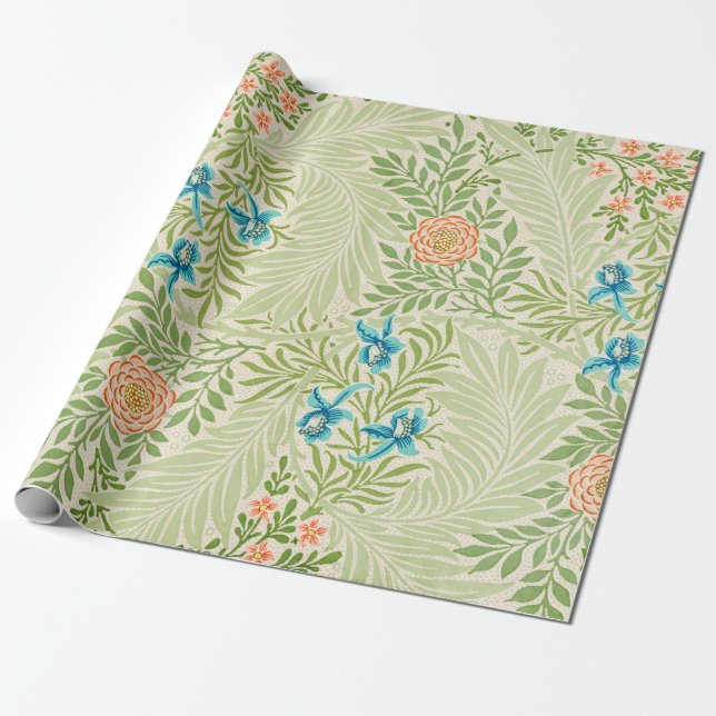 Papel De Presente Larkspur Pattern (por William Morris) (Desenrolado)