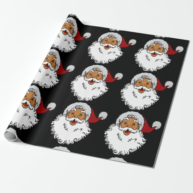 Papel De Presente latino biracial santa claus christmas (Desenrolado)