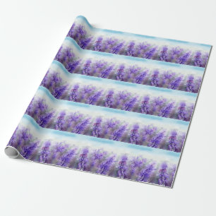 Papel De Presente Lavanda da Proveniência: Campo de Aquarela Vintage