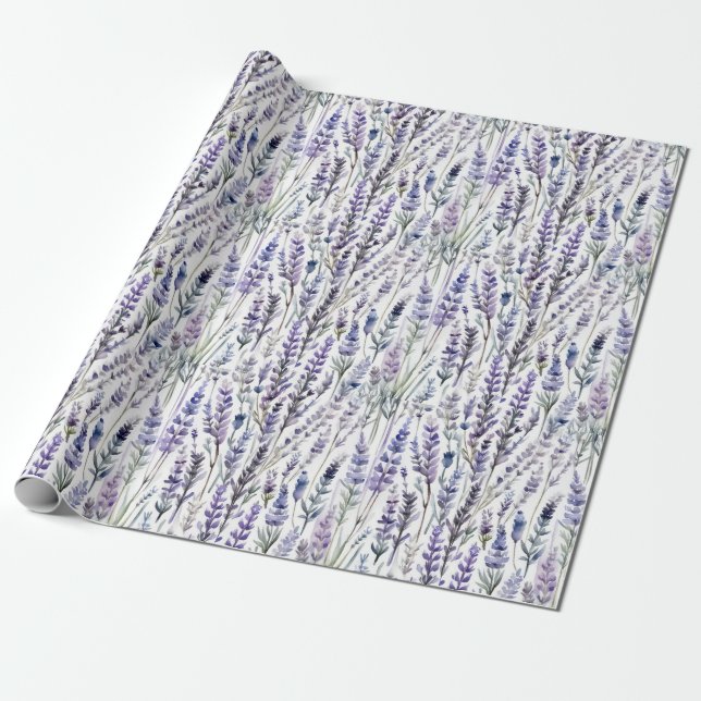 Papel De Presente Lavanda de Aquarela (Desenrolado)