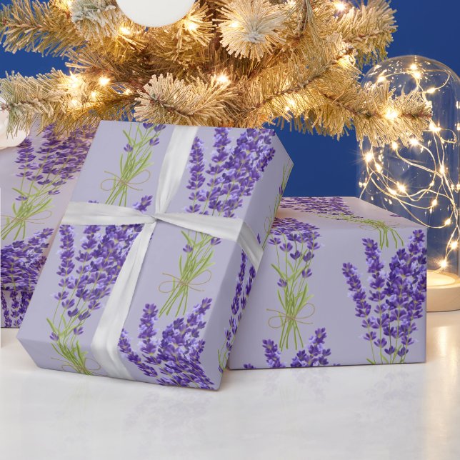 Papel De Presente Lavanda de Aquarela Flores de Jardim Flores Buquê  (Feriados)