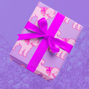Papel De Presente Lavanda de Cachorro Rosa Frisada Personalizada