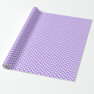 Papel De Presente Lavanda Faux Glitter & White Ikat Chevron