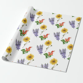 Papel De Presente Lavanda Floral Cardinal Flor Padrão de Girassol