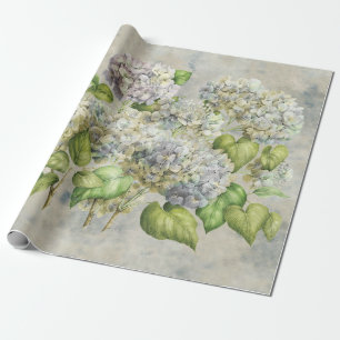 Papel De Presente Lavanda floral do Hydrangea no vintage cinzento