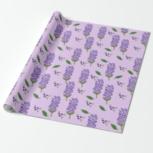 Papel De Presente Lavanda Flores em um fundo violeta claro
