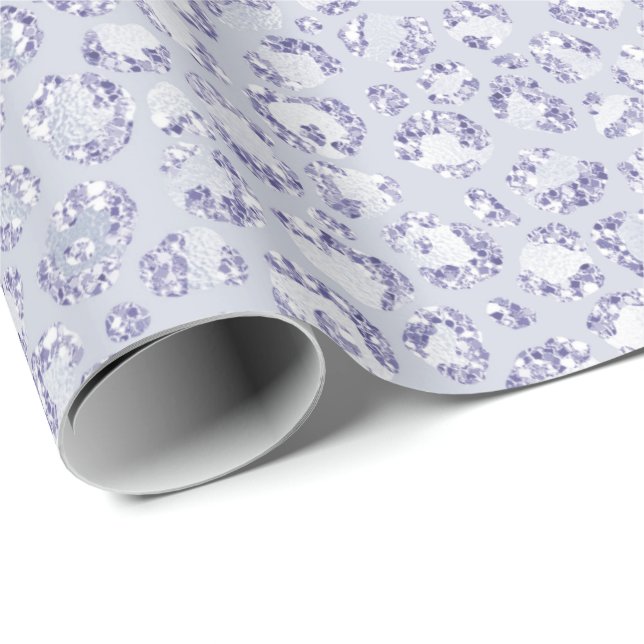 Papel De Presente Lavanda Glam Lilac Púrpura Leopardo Lápica - Lente (Ponta do rolo)