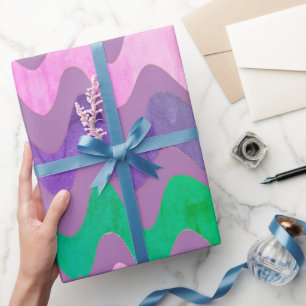 Papel De Presente Lavanda ondulada verde colorido