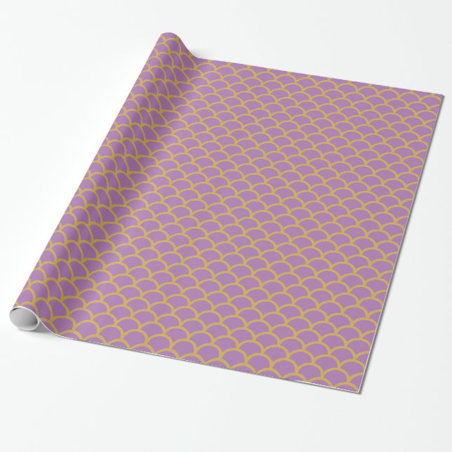 PAPEL DE PRESENTE LAVANDA ROPULADA DOURADA DE ANIVERSÁRIO WRAP (Desenrolado)