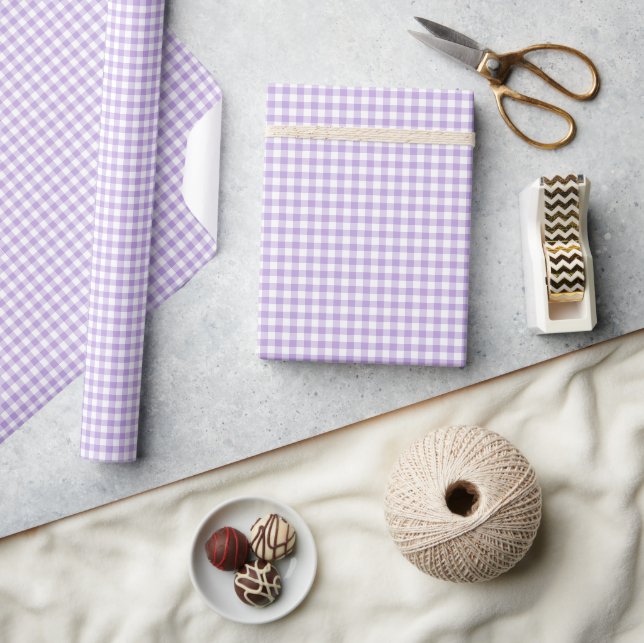 Papel De Presente Lavanda Suave Clássica Gingham (Artesanato)