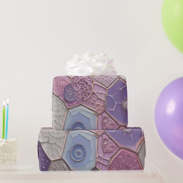 Papel De Presente Lavender Dream: Soft Purple and Blue Geometric  (Presentes para festas)