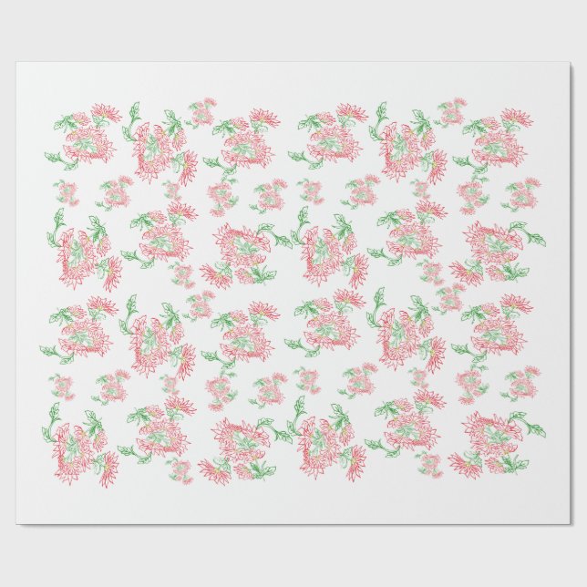 Papel De Presente Lavender Gingham Floral Pattern Wrapping Paper  (Aberto)