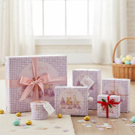Papel De Presente Lavender Gingham Wrapping Paper