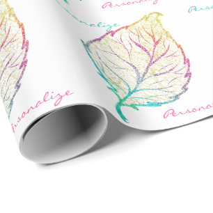 Papel De Presente Leaf colorida de ouro, filme artístico elegante