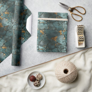 Papel De Presente Leaf lacrimogêneo Dourado e lacrimogêneo - Design