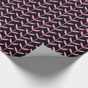 Papel De Presente Leaf Stems - Rosa em Preto
