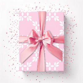 Papel De Presente Leafy Lattice in Pink