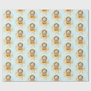 Papel De Presente Leão de Cuta que pesca na Aquarela da Lua