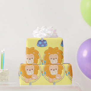 Papel De Presente Leão de desenho animado saltando através do aro