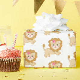 Papel De Presente Leão de salto bonito com arco rosa