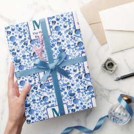 Papel De Presente legal azul Baby boy Nursery Patterno personalizado