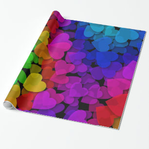 Papel De Presente Legal Groovy Hearts Rainbow