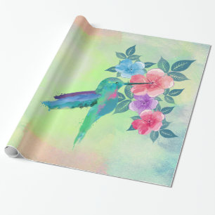 Papel De Presente Legal modinha-aquarela hummingbird floral