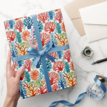 Legal Padrão de Aquarela de Corais Coloridos Tropi