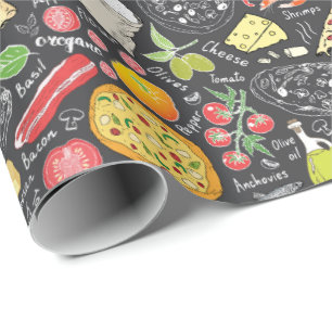 Papel De Presente legal padrão de festas com pizza